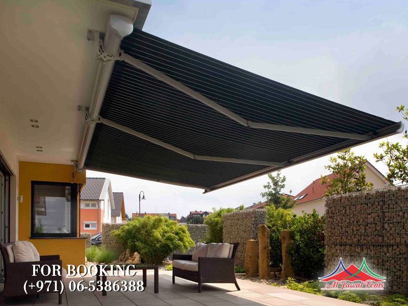Awning sitting area shades suppliers manufacturers Sharjah and Dubai