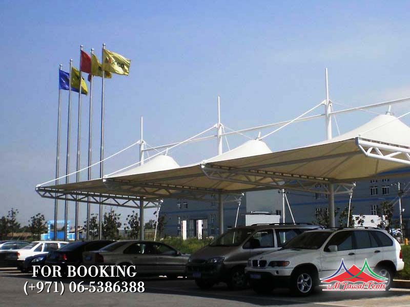 Tension Cantilever Pyramid Car Parking Shades suppliers manufacturers Sharjah and Dubai